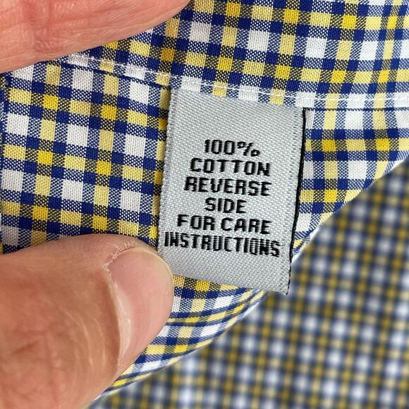 Sid Mashburn Shirt Men Large Yellow Blue Check Long Sleeve Designer Button Down - Picture 13 of 14